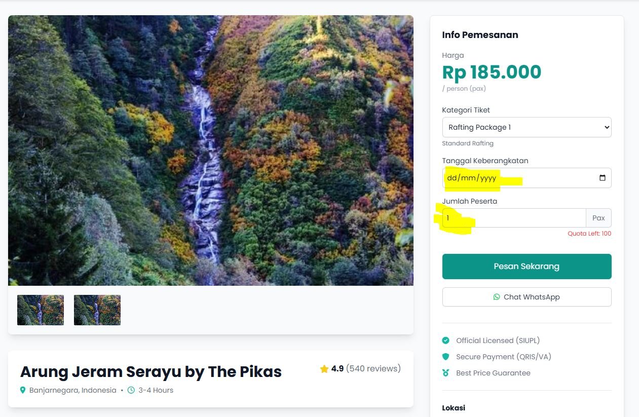 Pilih Tanggal dan Jumlah